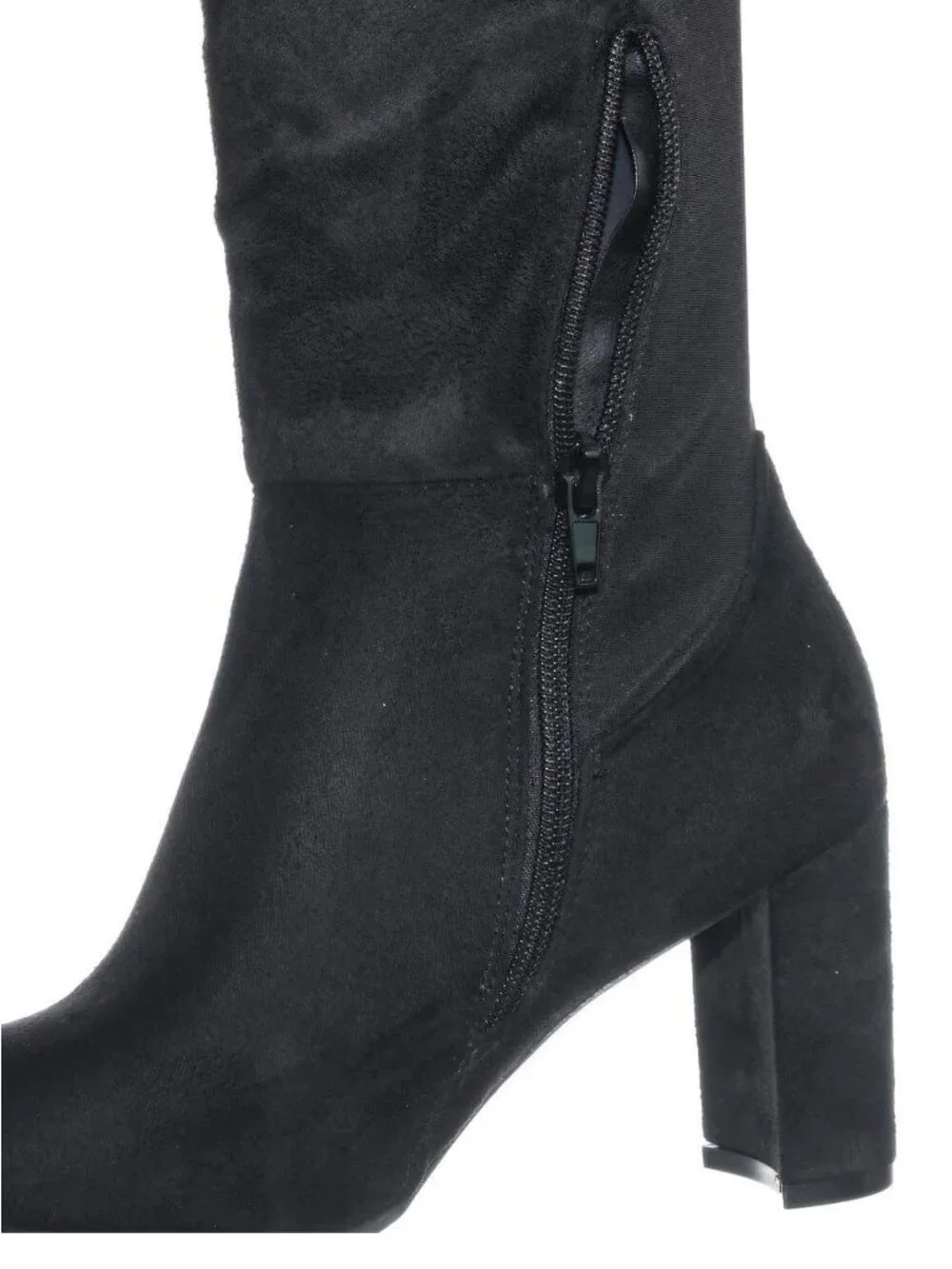 Wild Diva Blake-05 Knee High Foldable Block Heel Elastic Panel Black Boots - Picture 7 of 7